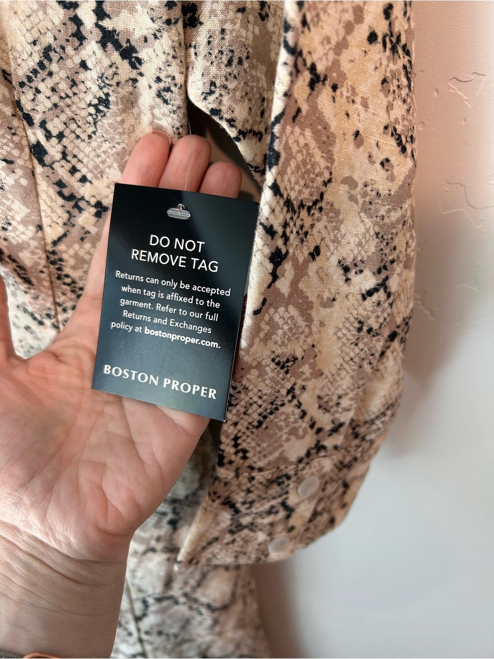 Boston Proper Beige and Black Snakeskin Shirt Maxi Dress - Picture 4 of 9